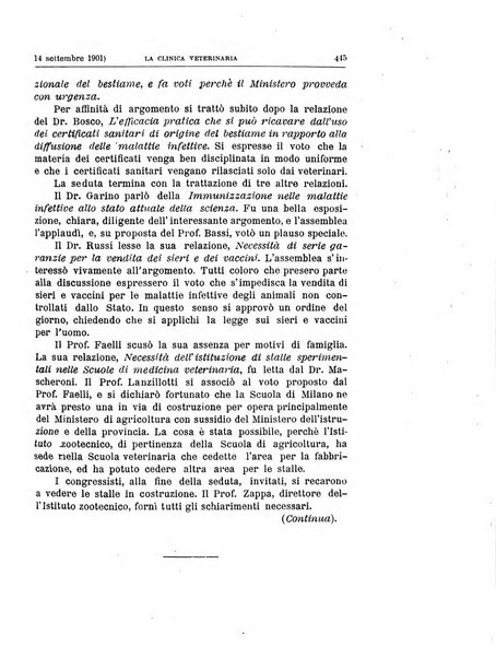 La clinica veterinaria rivista di medicina e chirurgia pratica degli animali domestici