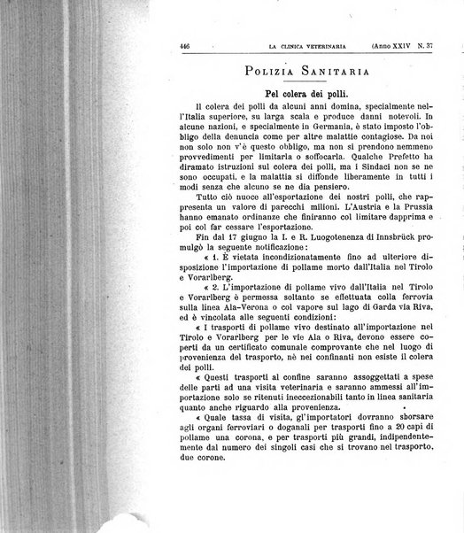 La clinica veterinaria rivista di medicina e chirurgia pratica degli animali domestici