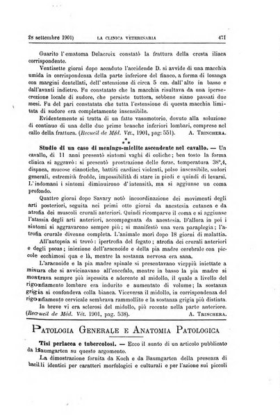 La clinica veterinaria rivista di medicina e chirurgia pratica degli animali domestici