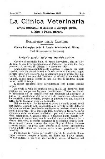 La clinica veterinaria rivista di medicina e chirurgia pratica degli animali domestici