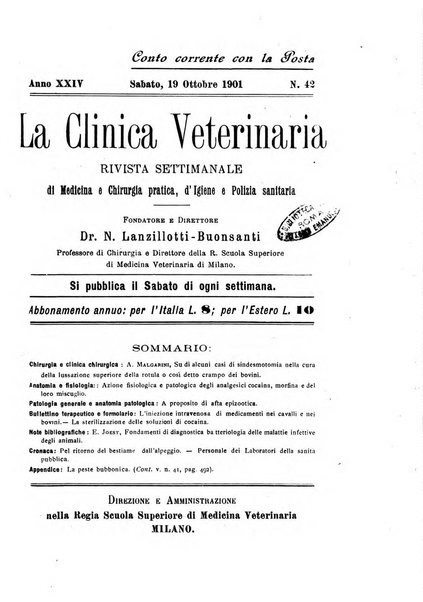 La clinica veterinaria rivista di medicina e chirurgia pratica degli animali domestici