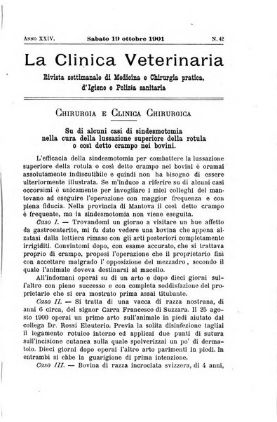 La clinica veterinaria rivista di medicina e chirurgia pratica degli animali domestici