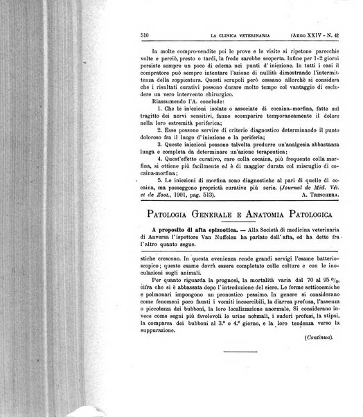 La clinica veterinaria rivista di medicina e chirurgia pratica degli animali domestici