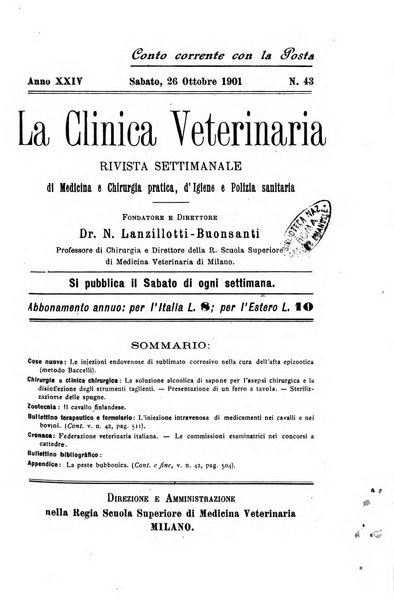 La clinica veterinaria rivista di medicina e chirurgia pratica degli animali domestici