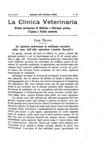 La clinica veterinaria rivista di medicina e chirurgia pratica degli animali domestici