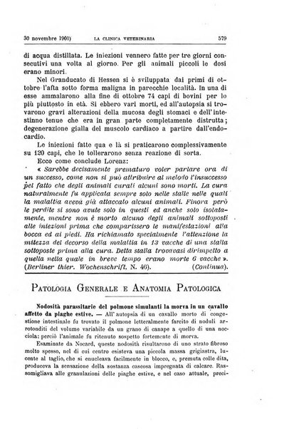 La clinica veterinaria rivista di medicina e chirurgia pratica degli animali domestici