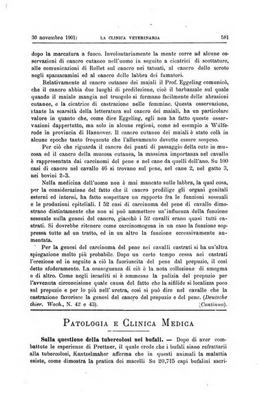 La clinica veterinaria rivista di medicina e chirurgia pratica degli animali domestici