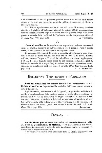 La clinica veterinaria rivista di medicina e chirurgia pratica degli animali domestici