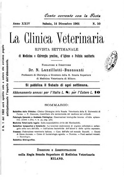 La clinica veterinaria rivista di medicina e chirurgia pratica degli animali domestici