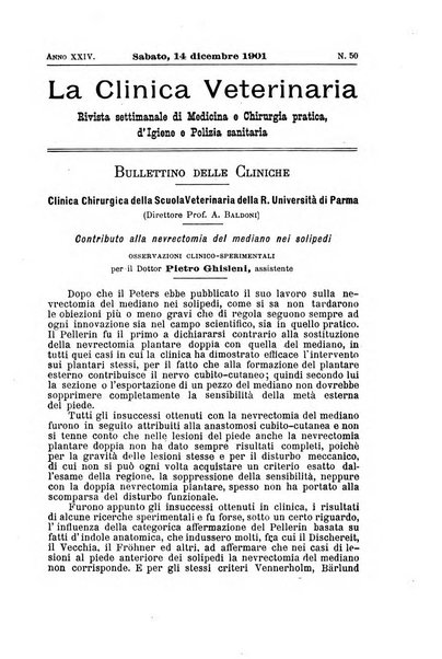 La clinica veterinaria rivista di medicina e chirurgia pratica degli animali domestici