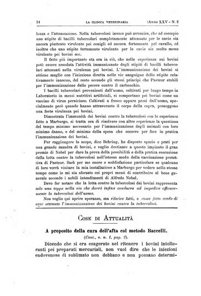 La clinica veterinaria rivista di medicina e chirurgia pratica degli animali domestici