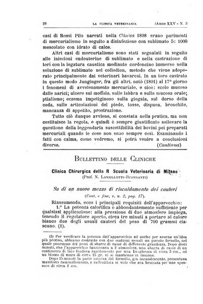 La clinica veterinaria rivista di medicina e chirurgia pratica degli animali domestici