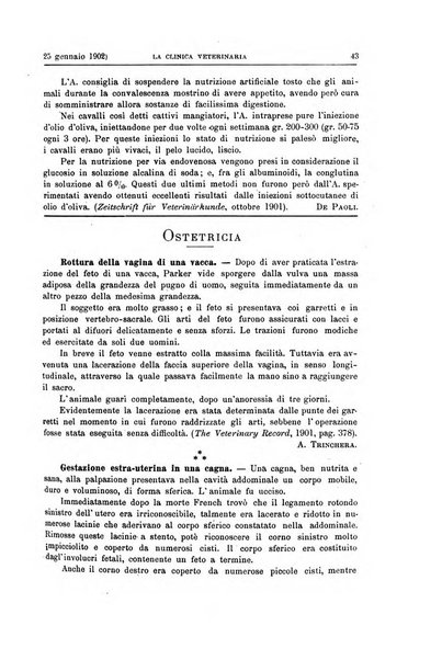 La clinica veterinaria rivista di medicina e chirurgia pratica degli animali domestici