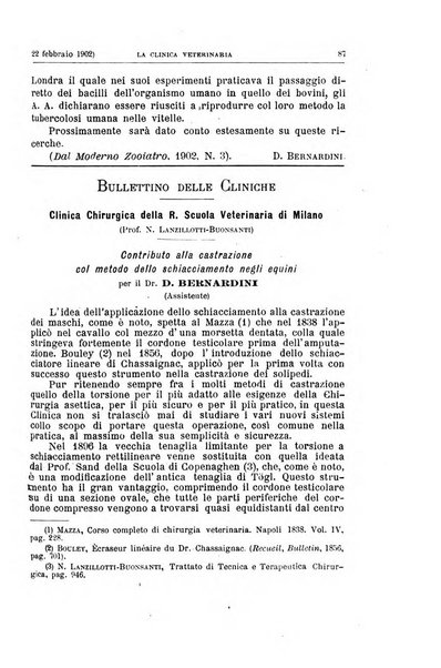 La clinica veterinaria rivista di medicina e chirurgia pratica degli animali domestici