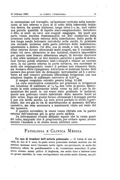 La clinica veterinaria rivista di medicina e chirurgia pratica degli animali domestici