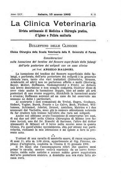 La clinica veterinaria rivista di medicina e chirurgia pratica degli animali domestici