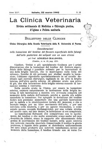 La clinica veterinaria rivista di medicina e chirurgia pratica degli animali domestici