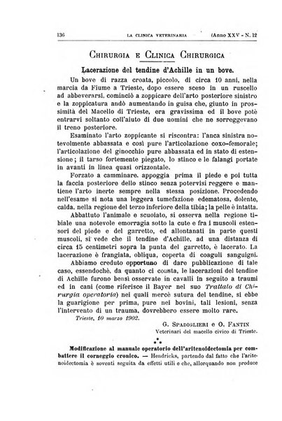 La clinica veterinaria rivista di medicina e chirurgia pratica degli animali domestici