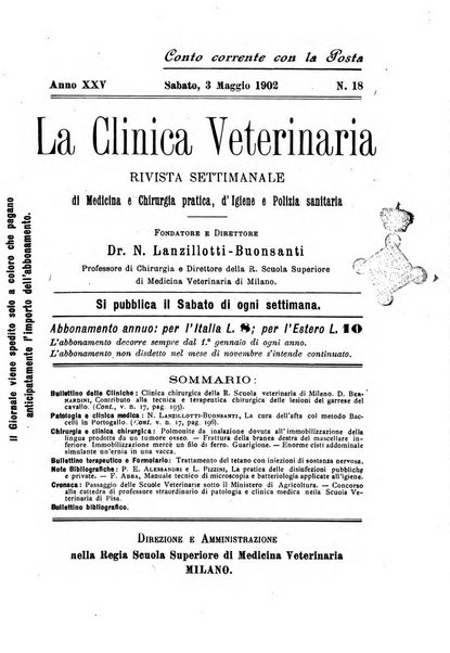 La clinica veterinaria rivista di medicina e chirurgia pratica degli animali domestici