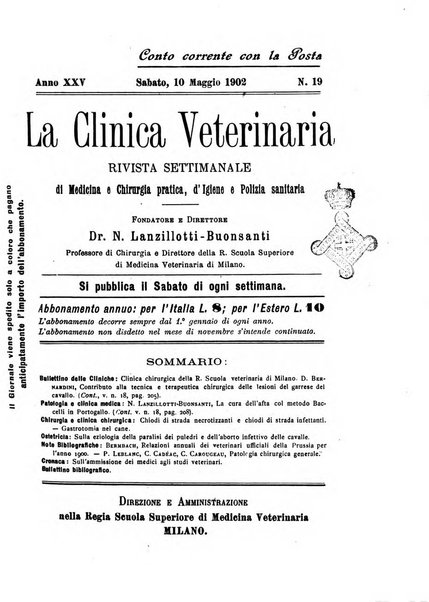 La clinica veterinaria rivista di medicina e chirurgia pratica degli animali domestici