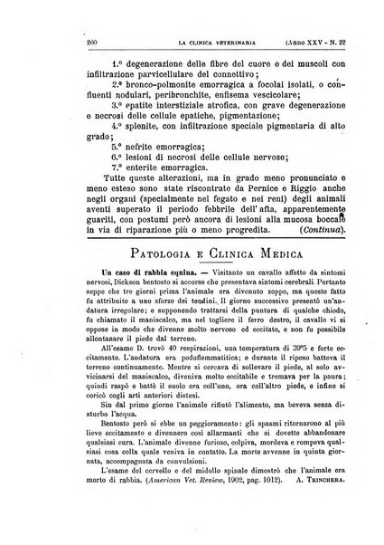 La clinica veterinaria rivista di medicina e chirurgia pratica degli animali domestici