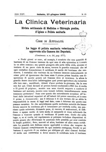 La clinica veterinaria rivista di medicina e chirurgia pratica degli animali domestici