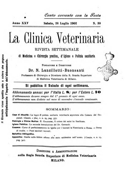 La clinica veterinaria rivista di medicina e chirurgia pratica degli animali domestici