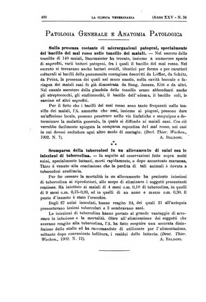 La clinica veterinaria rivista di medicina e chirurgia pratica degli animali domestici