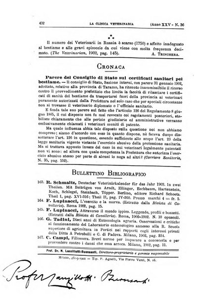 La clinica veterinaria rivista di medicina e chirurgia pratica degli animali domestici