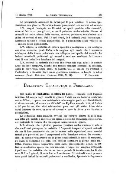 La clinica veterinaria rivista di medicina e chirurgia pratica degli animali domestici