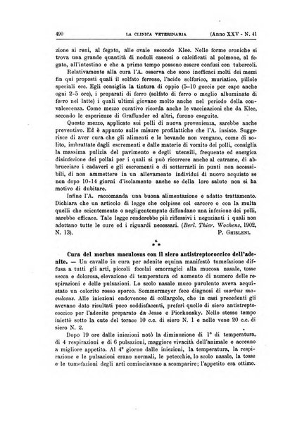 La clinica veterinaria rivista di medicina e chirurgia pratica degli animali domestici