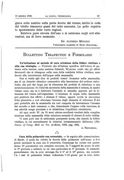 La clinica veterinaria rivista di medicina e chirurgia pratica degli animali domestici