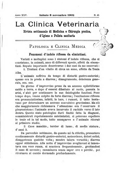 La clinica veterinaria rivista di medicina e chirurgia pratica degli animali domestici