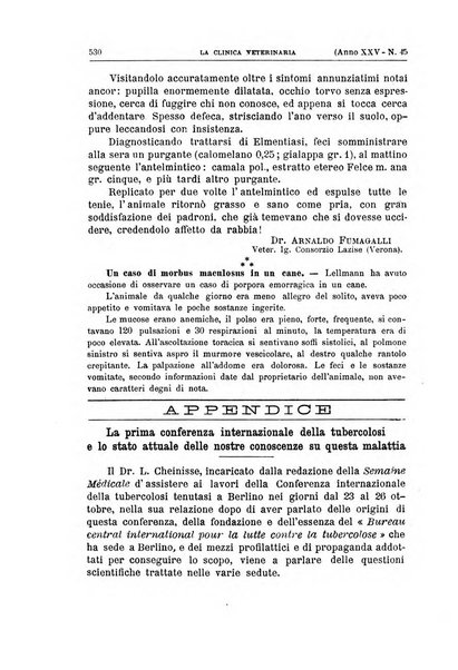 La clinica veterinaria rivista di medicina e chirurgia pratica degli animali domestici