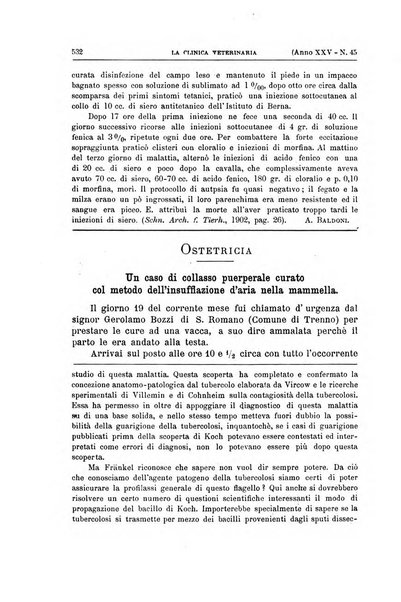 La clinica veterinaria rivista di medicina e chirurgia pratica degli animali domestici