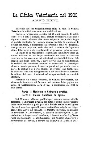 La clinica veterinaria rivista di medicina e chirurgia pratica degli animali domestici