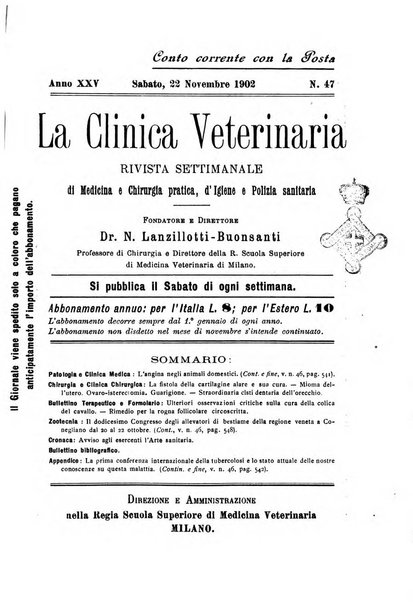 La clinica veterinaria rivista di medicina e chirurgia pratica degli animali domestici