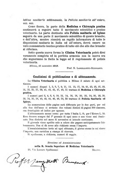 La clinica veterinaria rivista di medicina e chirurgia pratica degli animali domestici