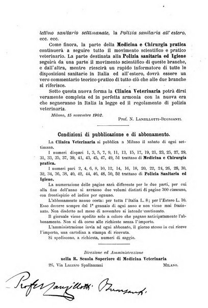 La clinica veterinaria rivista di medicina e chirurgia pratica degli animali domestici