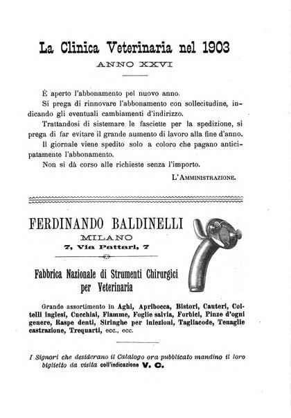 La clinica veterinaria rivista di medicina e chirurgia pratica degli animali domestici