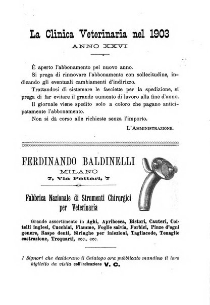 La clinica veterinaria rivista di medicina e chirurgia pratica degli animali domestici