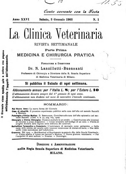 La clinica veterinaria rivista di medicina e chirurgia pratica degli animali domestici