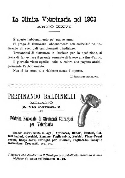 La clinica veterinaria rivista di medicina e chirurgia pratica degli animali domestici