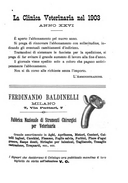 La clinica veterinaria rivista di medicina e chirurgia pratica degli animali domestici