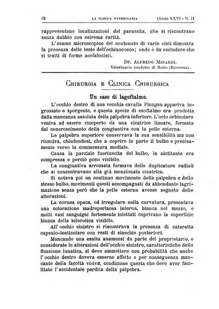 La clinica veterinaria rivista di medicina e chirurgia pratica degli animali domestici