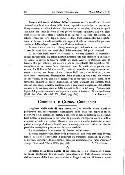 La clinica veterinaria rivista di medicina e chirurgia pratica degli animali domestici