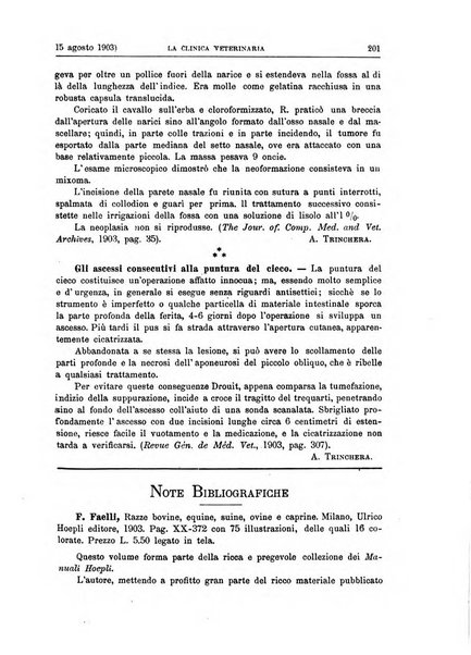 La clinica veterinaria rivista di medicina e chirurgia pratica degli animali domestici