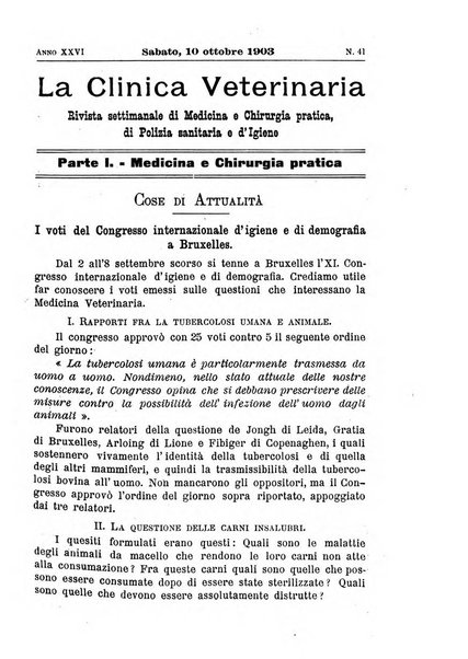 La clinica veterinaria rivista di medicina e chirurgia pratica degli animali domestici