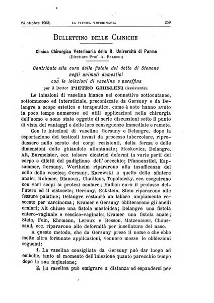 La clinica veterinaria rivista di medicina e chirurgia pratica degli animali domestici