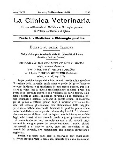 La clinica veterinaria rivista di medicina e chirurgia pratica degli animali domestici